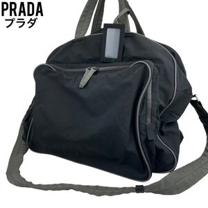 美品　プラダスポーツ　PRADA ボストンバッグ　トラベル　旅行　大容量　黒　ハンドバッグ　トートバッグ　トラベル　ブラック　手提げ