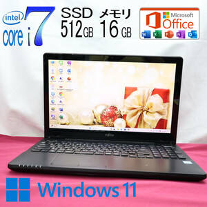 ★美品 最上級6世代4コアi7！新品SSD512GB メモリ16GB★A77W Core i7-6700HQ Webカメラ Win11 MS Office2019 Home&Business★P72387