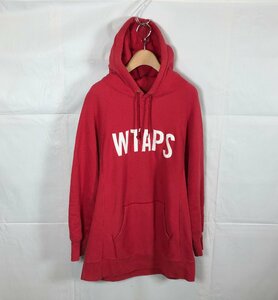 WTAPS DESIGN HOODED 品番:161ATDT-CSM09 サイズ:L ダブルタップス デザイン フード プルオーバー パーカー レッド ☆良品☆ [662-0620-N3]