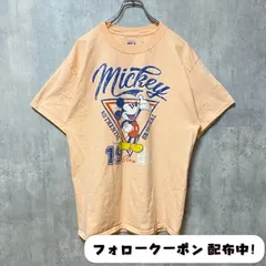 古着 used　Disney ディズニー　ミッキー　Mickey Mouse　半袖オフィシャルプリントTシャツ　サーモンピンク