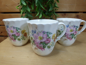 ほ120.【3客セット】ROYAL DOULTON ARCADIA マグカップ 花柄 イギリス