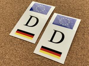 u2■ドイツDステッカー2枚set■国旗シール VMに EU(3