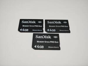  3枚セット　4GB　SanDisk　メモリースティックプロデュオ　MEMORY STICK PRO DUO　フォーマット済み メモリーカード