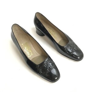 イタリア製☆Salvatore Ferragamo/フェラガモ☆エナメル/レザー/パンプス/ヒール【5.5/black/黒】pumps/Shoes/high heels◇bQ-630