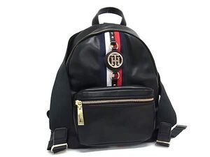 ■極美品■ TOMMY HILFIGER トミーヒルフィガー ナイロン リュックサック バックパック メンズ レディース ブラック系 FC9925