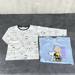 未使用品 スヌーピー キッズ ロングTシャツ 長袖Ｔシャツ 2枚組 サイズ100 白と水色 タキヒヨー PEANUTS 子供 服/69481在★4