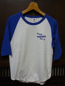 USA古着　Badger Sport 七分袖 S 青 白 ブルー ホワイト Frank TWEHOUS ベースボール ラグラン Tシャツ