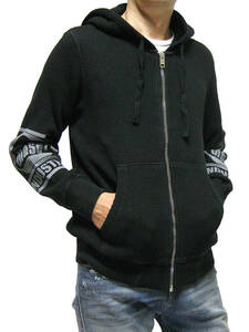 新品 直輸入 DIESEL ディーゼル ３面ロゴプリント ワッフル生地 フルジップパーカー Mサイズ S-GINAFFLE-HOOD-ZIP A09976 0BKAA