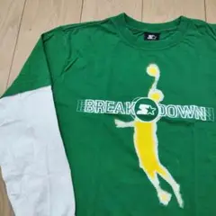 US古着 ロンＴ BREAK DOWN バスケ ボーイズ Lサイズ 緑