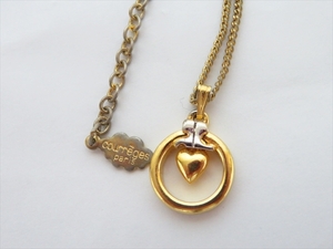 ◆◇courreges クレージュ サークル ハート ロゴ ネックレス ゴールド系 GLD ヴィンテージ アクセサリー 箱付◇◆