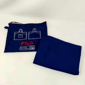 ●未使用●FILA フィラ レインコート 雨具 サイクリング ランニング POCKETABLE 青 ブルー 保存袋 ① S