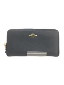 COACH◆長財布_アコーディオン_ジップウォレット_オールレザー/PVC/NVY/ラウンドファスナー//