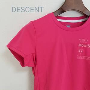 DESCENT Tシャツ スポーツウエア トップス 無地 ロゴ 半袖 ラウンドネック レディース サイズM ピンク ポリエステル100% m264