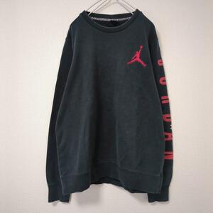 AIR JORDAN エアジョーダン スウェット 刺繍ロゴ 袖デザイン ブラック NIKE L