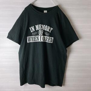 US古着　グラフィック　半袖　Tシャツ　メンズ古着　L 黒Tアーチロゴ