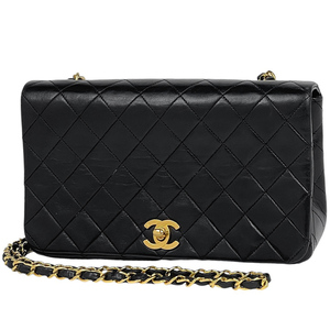 シャネル CHANEL マトラッセ シングルフラップ チェーン ショルダーバッグ ココマーク レザー ブラック A03568 レディース 【中古】