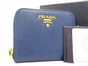 ■極美品■ PRADA プラダ 1MM268 サフィアーノレザー コインパース コインケース 小銭入れ ブルー系 BK3185