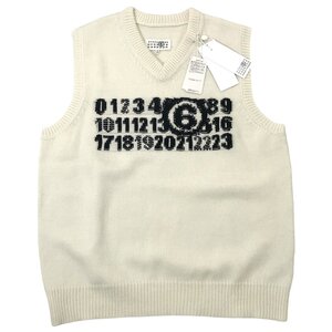 24ss【タグ付・定価88,000円】MM6 CALENDAR LOGOINSIDEOUT KNIT VEST size3XL アイボリー SH0FB0002 エムエムシックス ニット ベスト