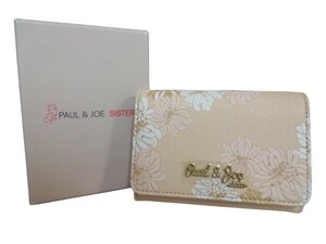 新品未使用 正規品 PAUL & JOE SISTER ポール アンド ジョー シスター 名刺入れ ベージュ クリザンテーム 花柄 ロゴ入り 