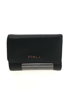 FURLA◆3つ折り財布/レザー/BLK/無地/レディース/ブラック/黒