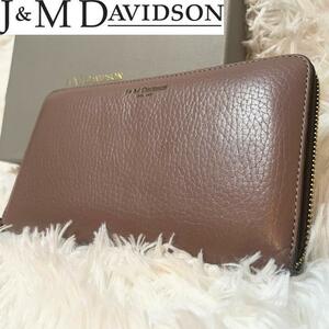 【美品・箱付】J&M DAVIDSON 長財布 ラウンドファスナー レザー本革 ジェイアンドエムデビッドソン デヴィッドソン ラウンドジップ