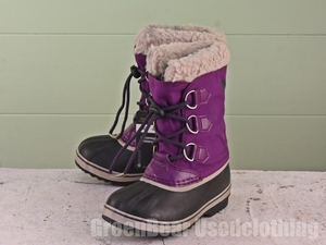 B079 キッズ ソレル SOREL スノーブーツ ナイロン ムラサキ 19cm 