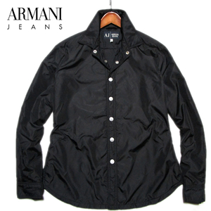 【アルマーニ】 中綿入　ナイロンパデッドシャツ　ブラック　サイズL　保温　ARMANI JEANS　ジョルジオ・アルマーニ・ジャパン