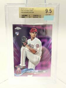 ☆ 『レア大谷翔平2018 SHOHEI OHTANI ROOKIE 』美ピンクリフレクター鑑定済BGS9．5！！！