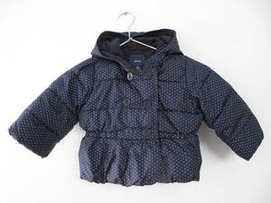 **baby GAP ギャップ 女の子 中綿入りコート アウター 紺白水玉 90