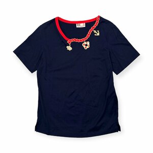 DAKS london ダックス デザイン 刺繍 半袖 Tシャツ カットソー サイズ M/レディース/ネイビー 日本製