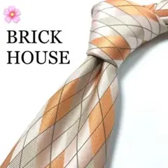 【大特価】BRICK HOUSE ネクタイ 格子柄 オレンジ ピンク ベージュ