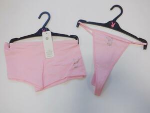 福袋 PLAY BOY プレイボーイ ピンク PINK Tバック パンツ ショーツ下着 2点セット Mサイズ