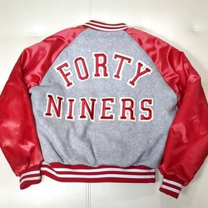 USA製 フォーティナイナーズ チョークライン スタジャン M 裏ボア 切替 バックロゴ San Francisco 49ers Chalk Line 90s ヴィンテージ