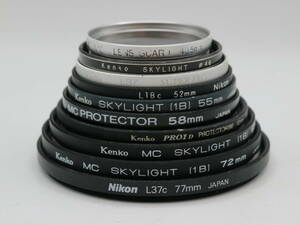 L1328　レンズフィルター10枚セット Kenko Nikon HAKUBA 77mm 72mm 67mm 62mm 58mm 55mm 52mm 49mm 46mm 40.5mm