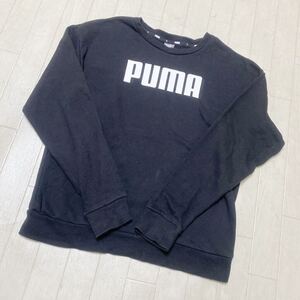 3870☆ PUMA プーマ トップス スウェット トレーナー 長袖 クルーネック カジュアル レディース USA S ブラック プリント