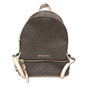 MICHAEL KORS マイケルコース RHEA ZIP BACKPACK バックパック リュックサック MKシグネチャー ブラウン 茶色 ピンク ブランド 