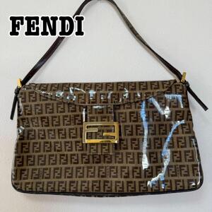 希少 FENDI フェンディ コーティングキャンバス ズッキーノ ズッカ 金具 マンマバケット ワンショルダー ショルダーバッグ 保存袋 オールド