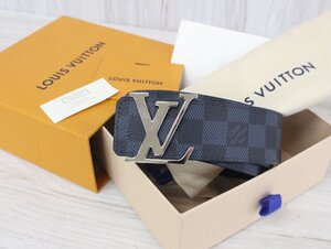 【行董】★美品★ Louis Vuitton ルイヴィトン ダミエ グラフィット ベルト M0087 幅4㎝ 全長102㎝ 保存袋 箱付き AK009ABC99