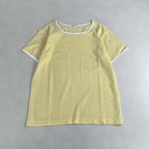 美品　クレージュ　カットソー【人気】Courr＆#232;ges リンガー 黄色 白 Y2K