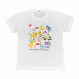 ポケモン 半袖 Tシャツ ヒバニー ワンパチ リオル ピカチュウ サルノリ カビゴン カイリュー プリン メッソン ゲンガー ホワイト 130 子供