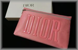 新品未使用　Dior クリスチャンディオール ビッグポーチ クラッチバッグ フェイクスエード×エナメル 激かわピンク 箱付 ノベルティ