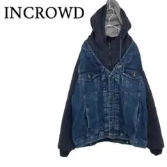 【INCROWD】 キルティング袖 レイヤードデニムジャケット C-2643