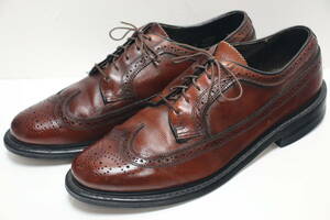 ビンテージ フローシャイム　ロングウイングチップ革靴◆29cm◆US11D◆美品◆USA製◆FLORSHEIM◆レザーソールシューズ◆USA購入