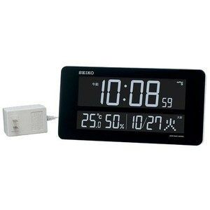 セイコー 電波時計 壁掛け時計 置き兼用 DL208W LED カラフルな文字表示 ACアダプター ブラック ホワイト デジタル
