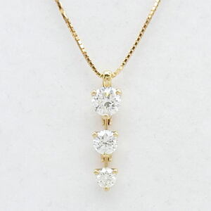 【送料無料】タサキ 田崎真珠 TASAKI K18 トリロジー ダイヤモンド0.54ct 3連ネックレス★仕上げ済美品★