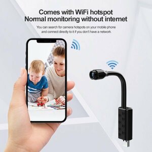 「送料無料」最小「 Wi-Fi」 USB ワイヤレスコンパクトセキュリティカメラ リモートモニタリング防犯対策、撮影角度自由に調整 cs