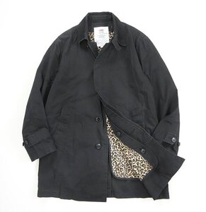 Supreme ◆11AW Leopard Lind Trechcoat レオパードライナー付 トレンチコート 黒 Mサイズ (ライナー着脱可) コットン シュプリーム ◆MU30