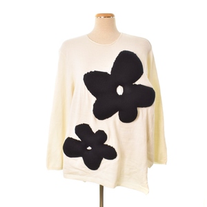 コムデギャルソン COMME des GARCONS 2022SS AD2021 Floral knit floral motif sweater ニット セーター 長袖 花 ウール ホワイト GI-N501