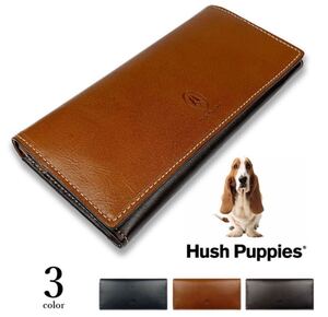 全3色Hush Puppies ハッシュパピー リアルレザー バイカラー かぶせ 長財布 ロングウォレットスリムおしゃれ 誕生日 記念プレゼント ギフト