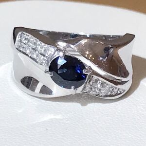 ☆Pt900 サファイア0.87ct&ダイヤリング☆